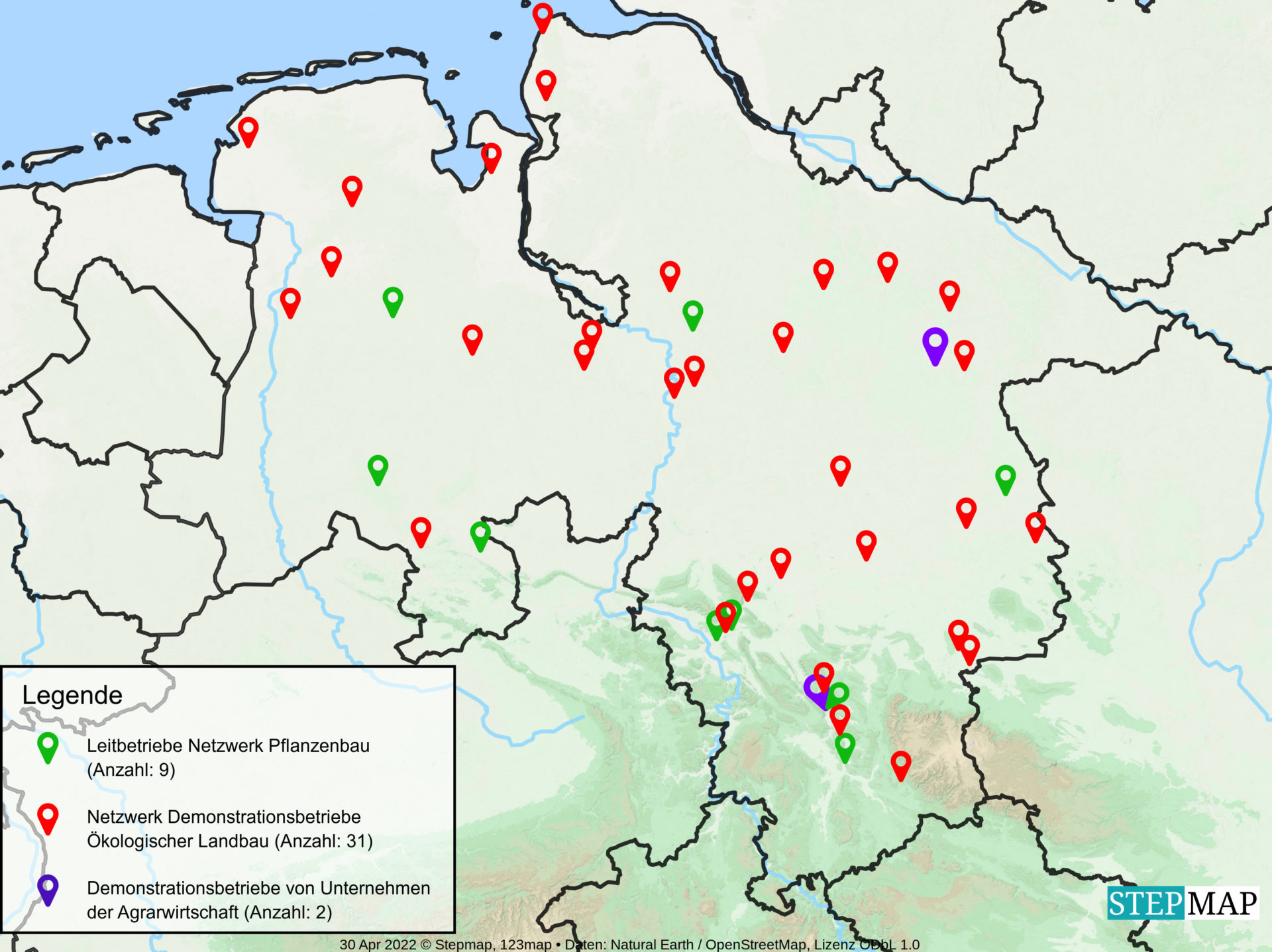 StepMap-Karte-Demonstrationsbetriebe-Ackerbau-in-Niedersachsen